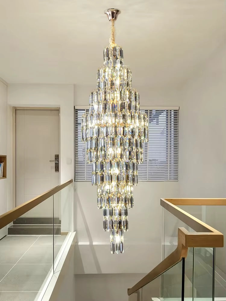 Anita Luxury Crystal Staircase Long Chandelier  Seus Lighting