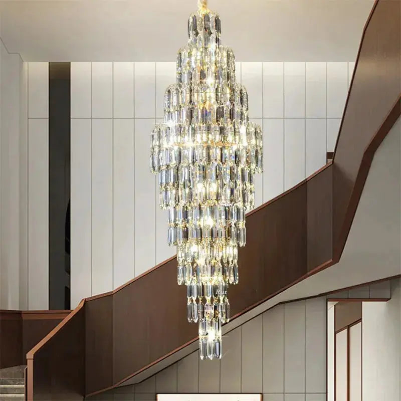 Anita Luxury Crystal Staircase Long Chandelier  Seus Lighting