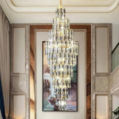 Anita Luxury Crystal Staircase Long Chandelier  Seus Lighting