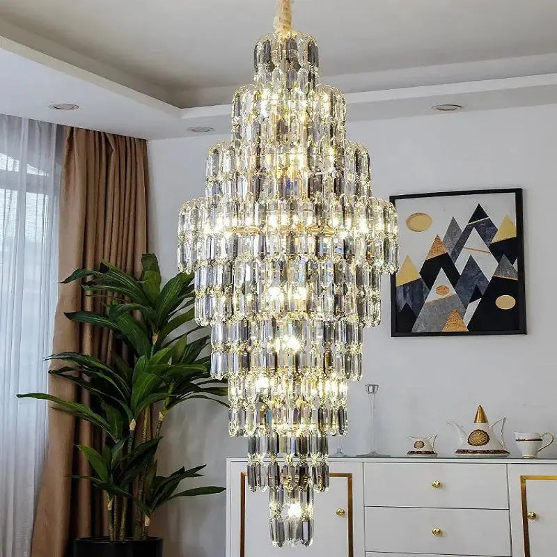 Anita Luxury Crystal Staircase Long Chandelier  Seus Lighting
