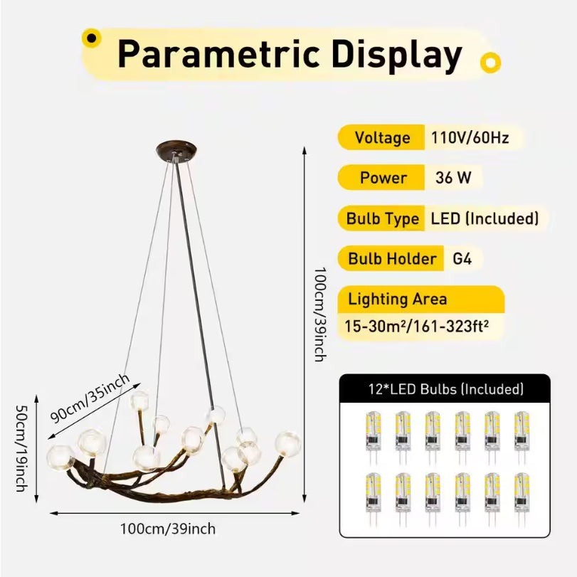 Appa Rustic Tree Branch Chandelier  Seus Lighting