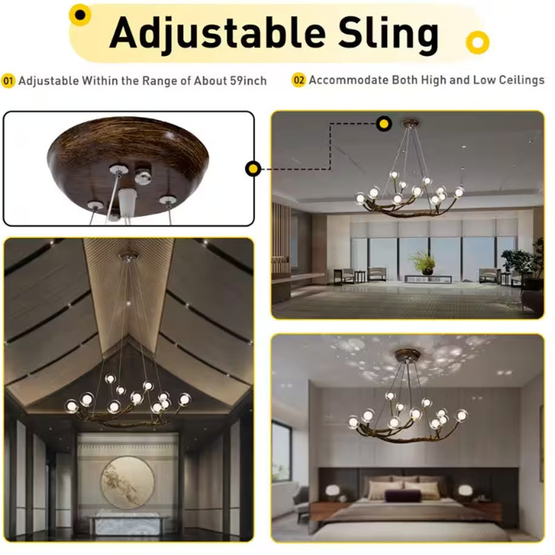 Appa Rustic Tree Branch Chandelier  Seus Lighting