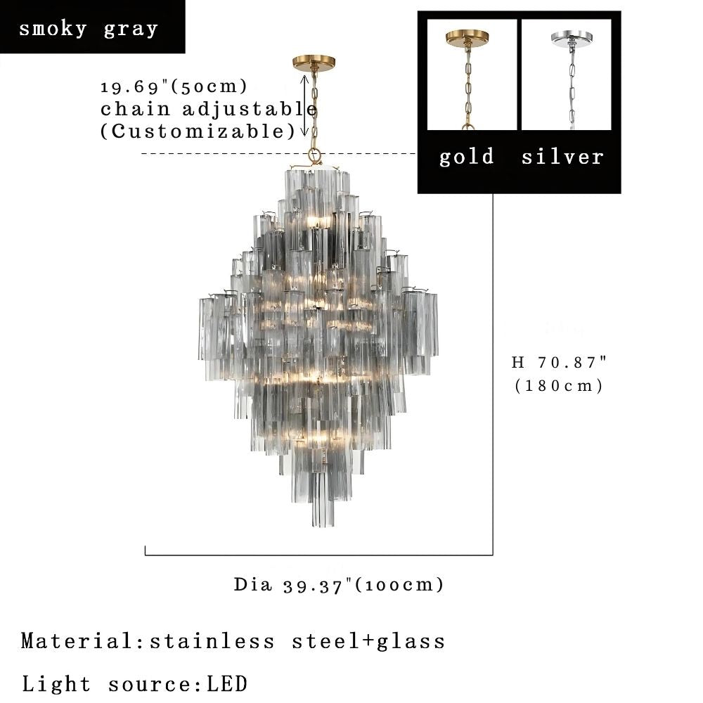 Arcdeco Large Glass Chandelier  Seus Lighting