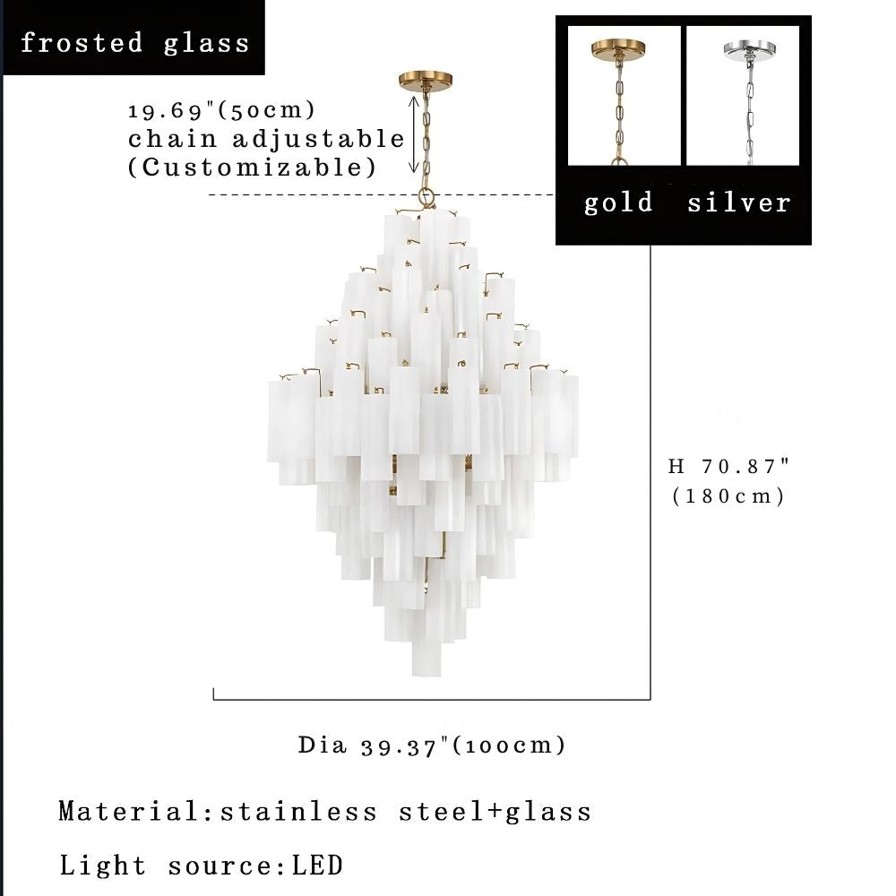 Arcdeco Large Glass Chandelier  Seus Lighting