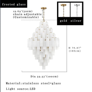 Arcdeco Large Glass Chandelier  Seus Lighting