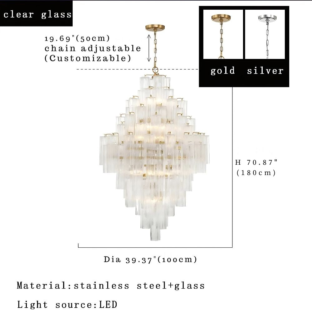 Arcdeco Large Glass Chandelier  Seus Lighting