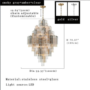 Arcdeco Large Glass Chandelier  Seus Lighting