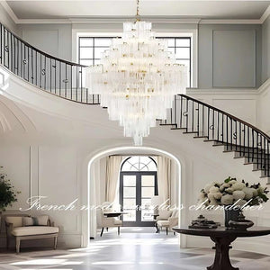 Arcdeco Large Glass Chandelier  Seus Lighting