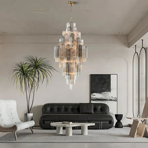 Arcdeco Large Glass Chandelier  Seus Lighting