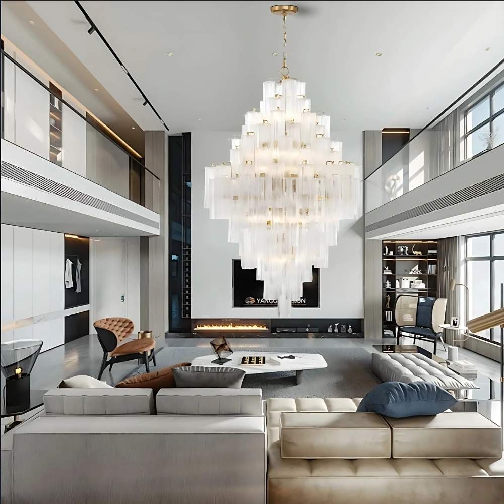 Arcdeco Large Glass Chandelier  Seus Lighting