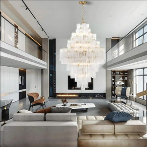 Arcdeco Large Glass Chandelier  Seus Lighting