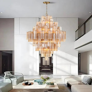 Arcdeco Large Glass Chandelier  Seus Lighting