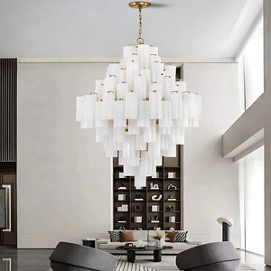 Arcdeco Large Glass Chandelier  Seus Lighting