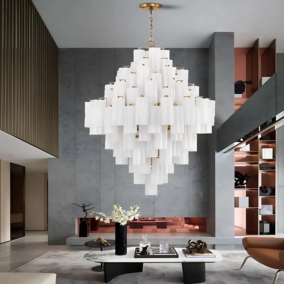 Arcdeco Large Glass Chandelier  Seus Lighting