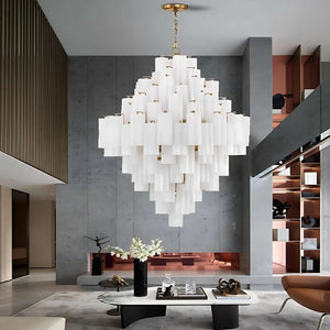 Arcdeco Large Glass Chandelier  Seus Lighting