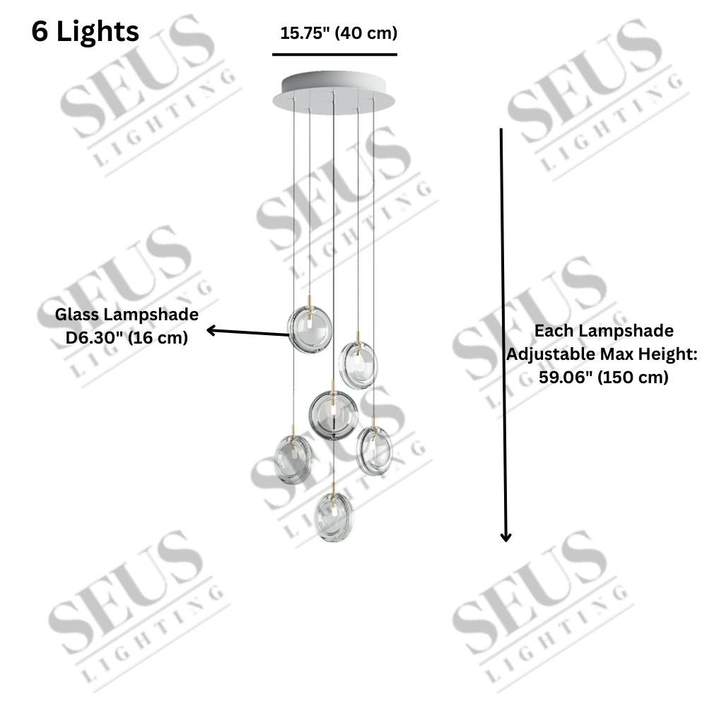 Arcli Contemporary Glass Cluster Chandelier  Seus Lighting