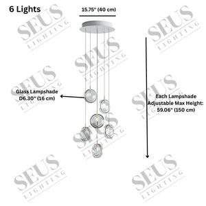 Arcli Contemporary Glass Cluster Chandelier  Seus Lighting