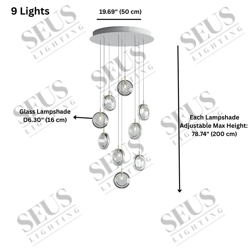 Arcli Contemporary Glass Cluster Chandelier  Seus Lighting