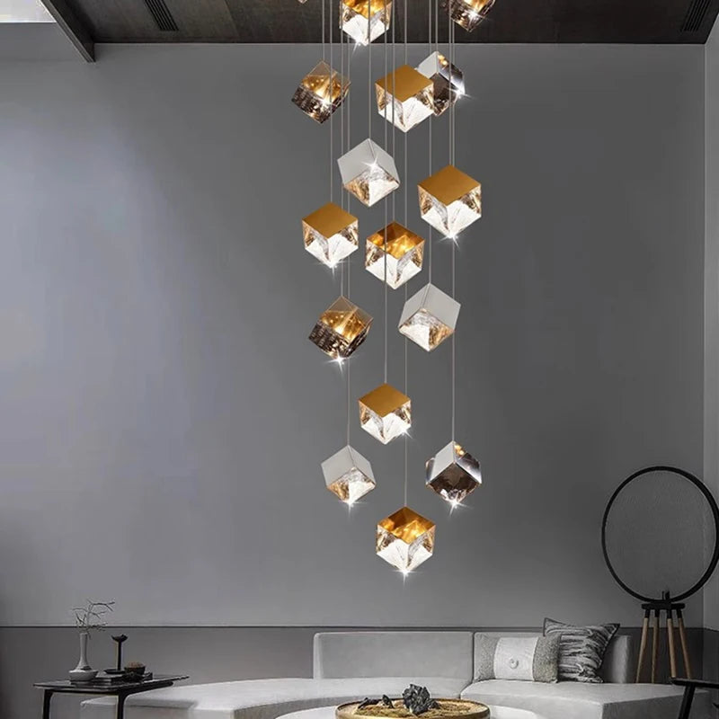 Aren Cube Large Pendant Light For High Ceilings  Seus Lighting