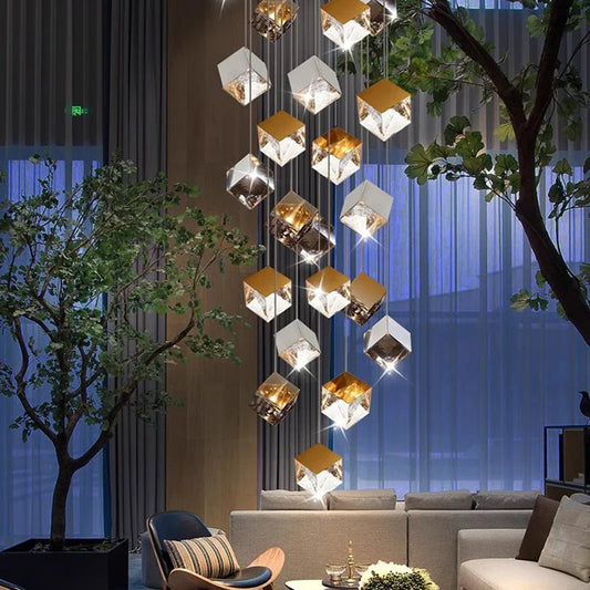 Aren Cube Large Pendant Light For High Ceilings  Seus Lighting