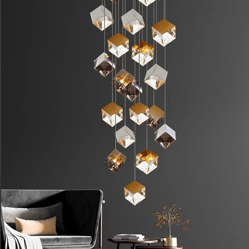 Aren Cube Large Pendant Light For High Ceilings  Seus Lighting