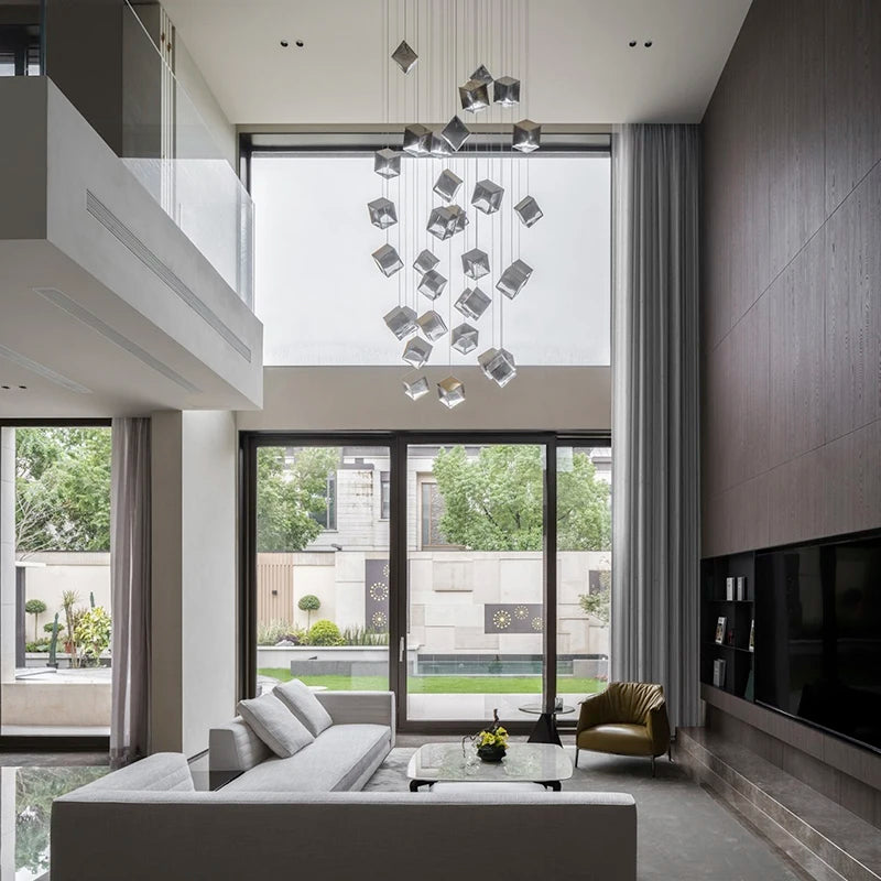 Aren Cube Large Pendant Light For High Ceilings  Seus Lighting
