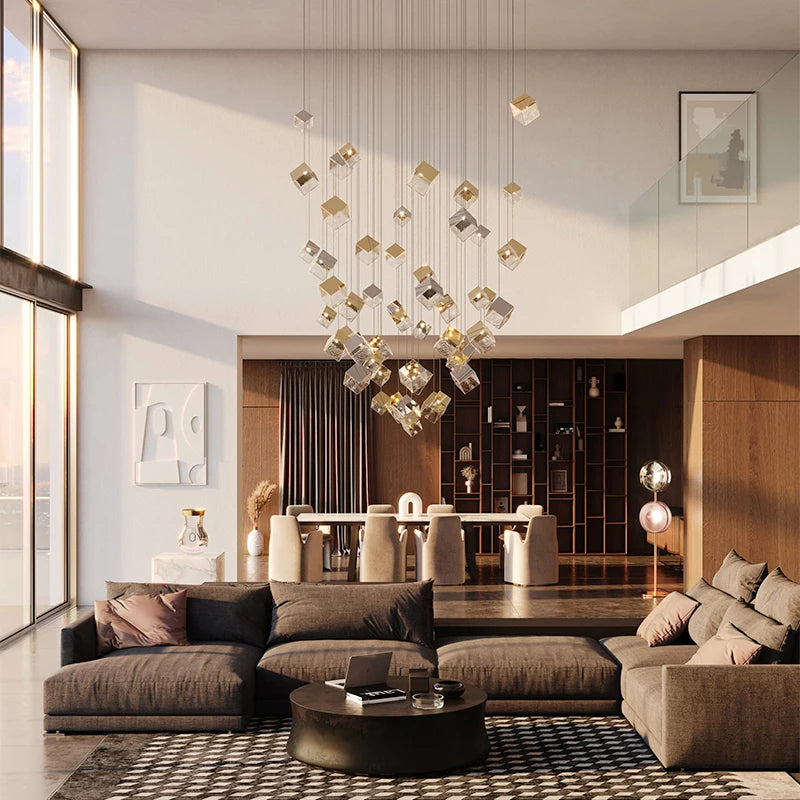 Aren Cube Large Pendant Light For High Ceilings  Seus Lighting