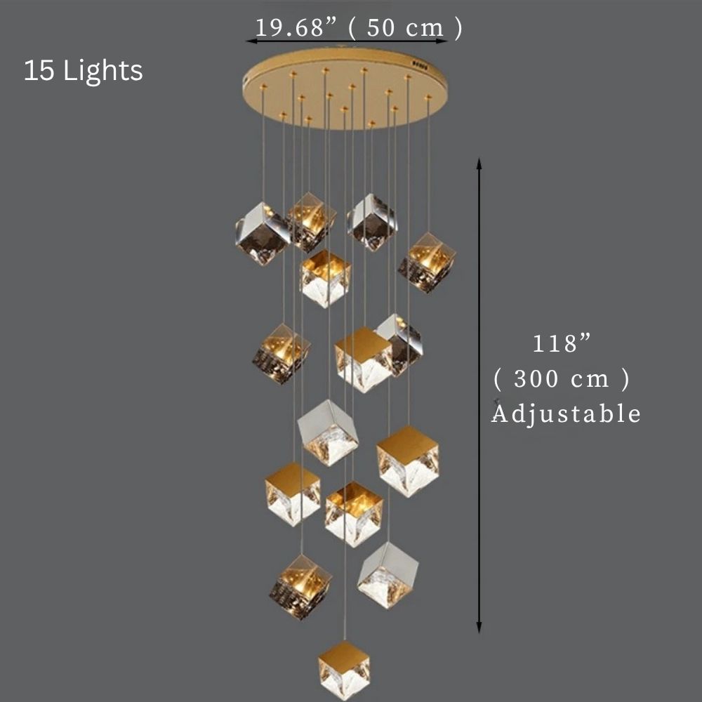 Aren Cube Large Pendant Light For High Ceilings  Seus Lighting