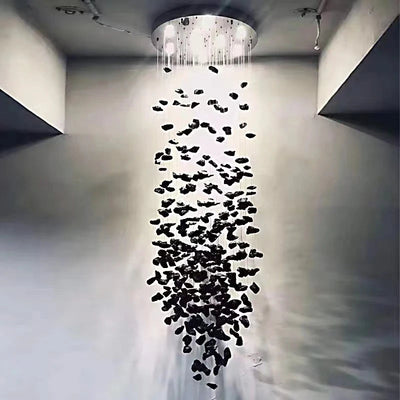 Art Stone Crystal Chandelier for a high ceiling entryway