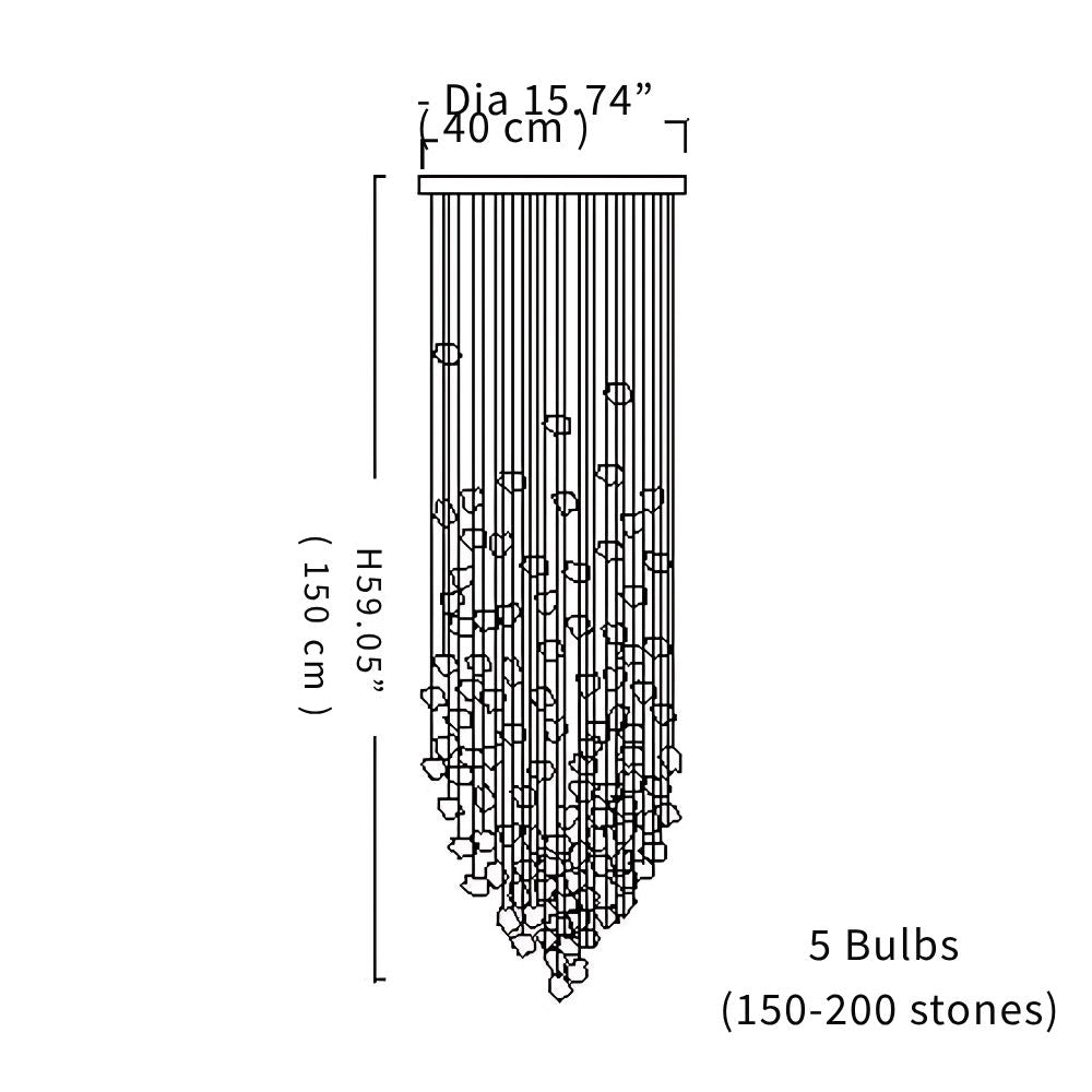 Art Stone Crystal Chandelier For Entryway with High Ceiling  Seus Lighting