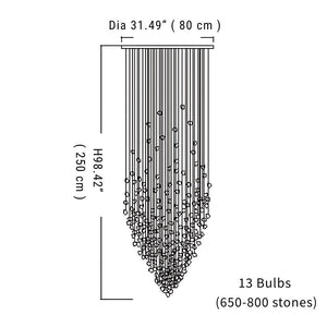 Art Stone Crystal Chandelier For Entryway with High Ceiling  Seus Lighting