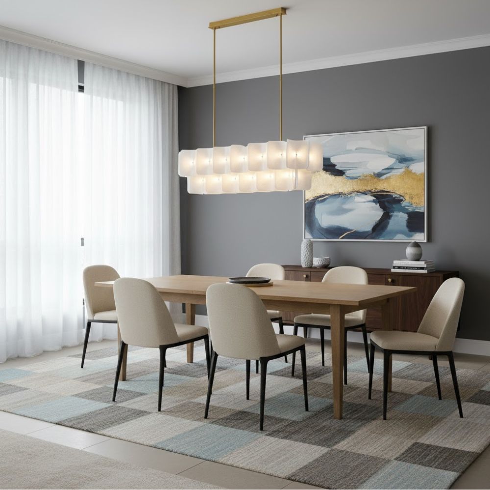 Arten Modern Acrylic Chandelier Gold / Rectangle 55.12” (140 cm) Seus Lighting