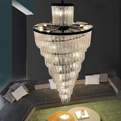 Assena Large Black High Ceiling Entryway Chandelier in a modern style