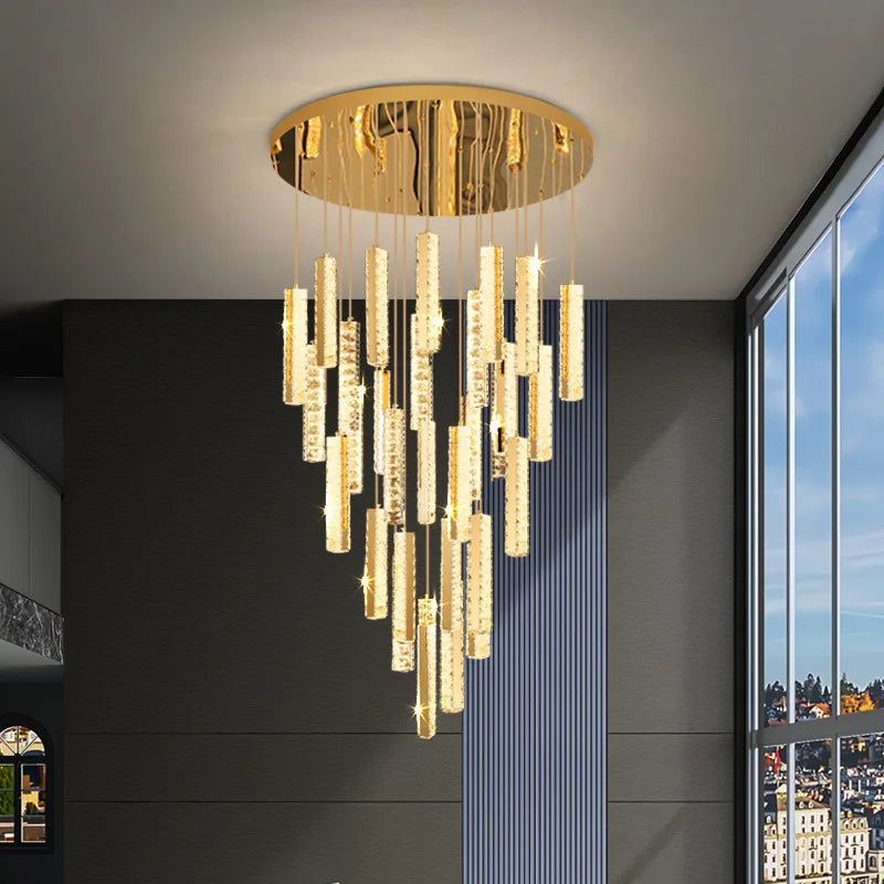 Aten Crystal Staircase Chandelier  Seus Lighting