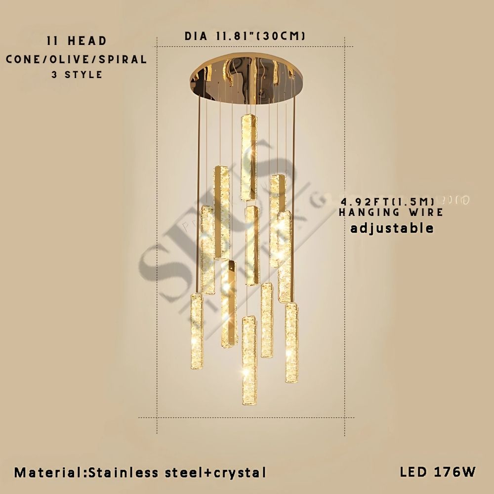 Aten Crystal Staircase Chandelier  Seus Lighting