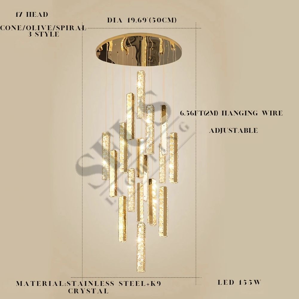 Aten Crystal Staircase Chandelier  Seus Lighting