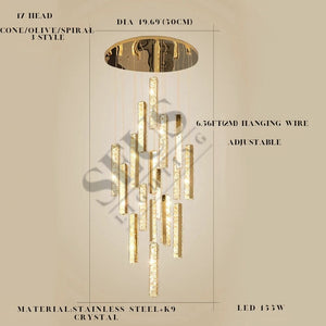 Aten Crystal Staircase Chandelier  Seus Lighting