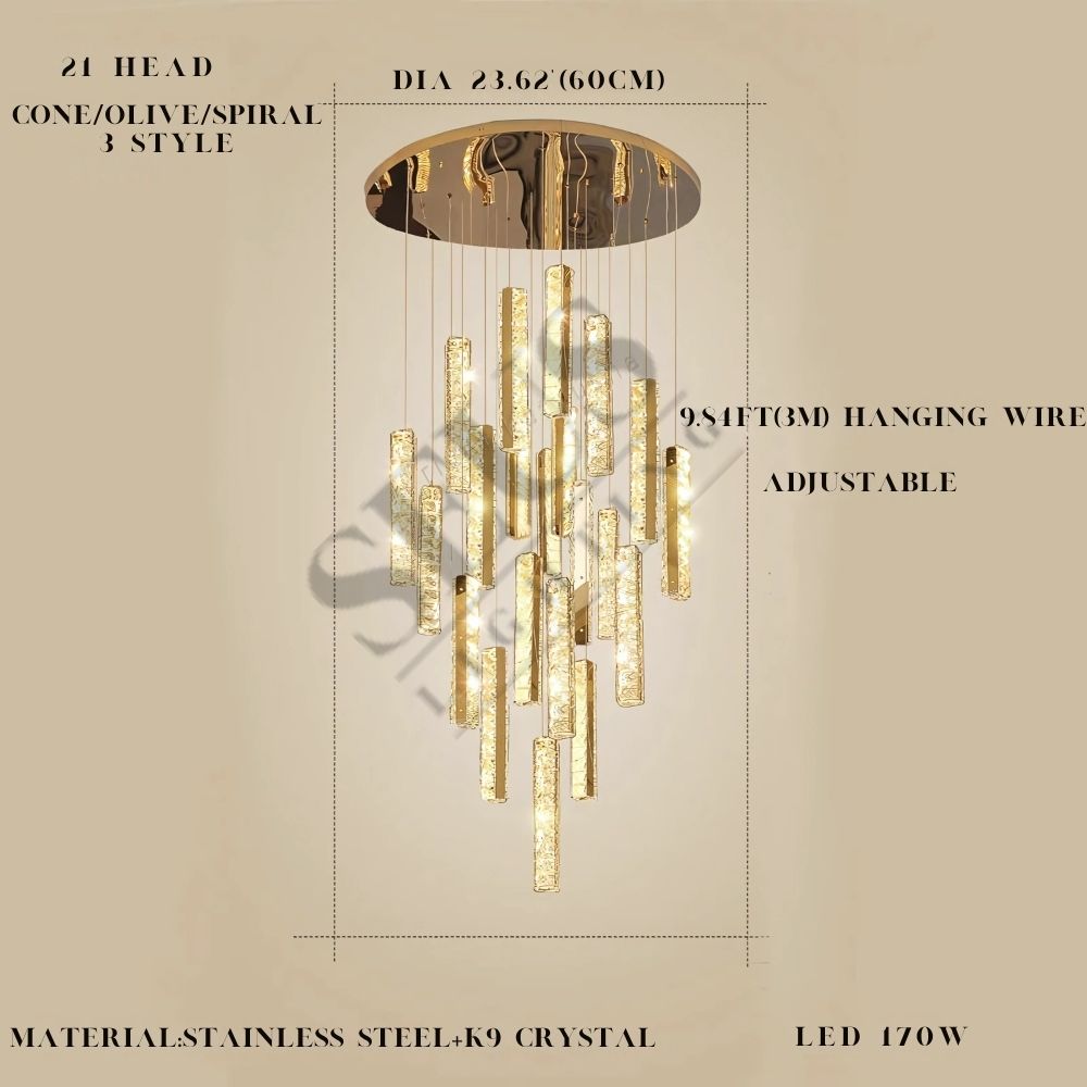 Aten Crystal Staircase Chandelier  Seus Lighting