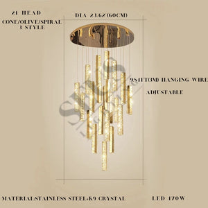 Aten Crystal Staircase Chandelier  Seus Lighting