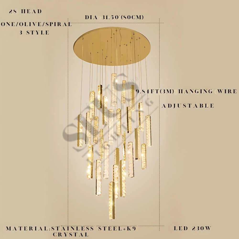 Aten Crystal Staircase Chandelier  Seus Lighting
