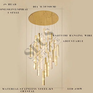 Aten Crystal Staircase Chandelier  Seus Lighting