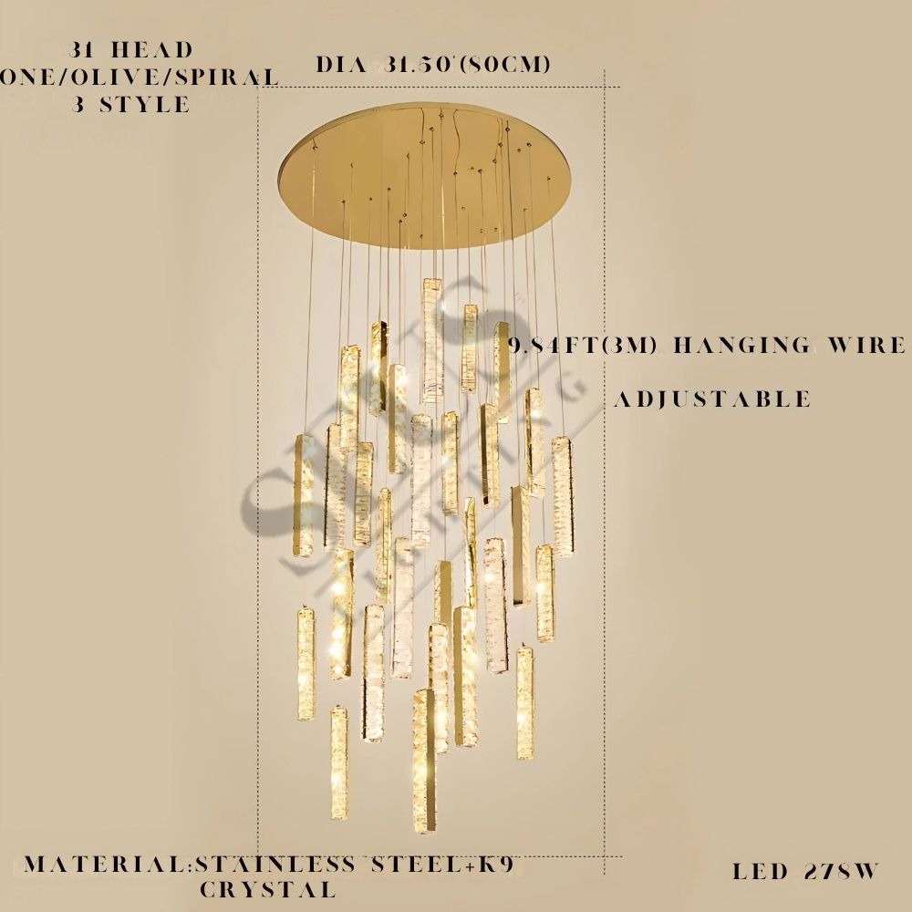Aten Crystal Staircase Chandelier  Seus Lighting