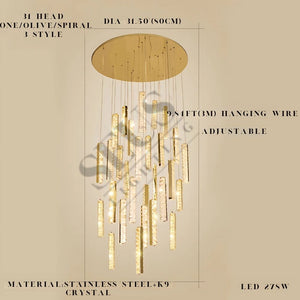 Aten Crystal Staircase Chandelier  Seus Lighting