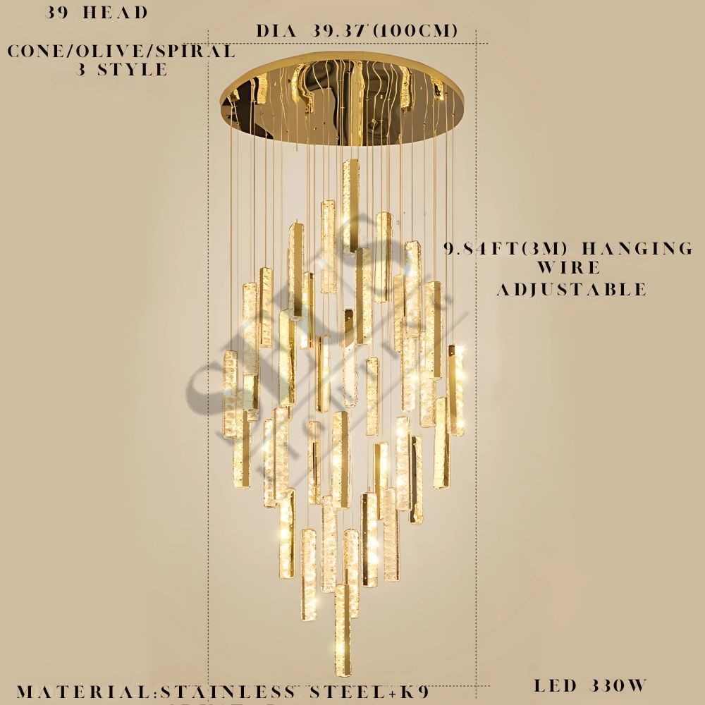 Aten Crystal Staircase Chandelier  Seus Lighting