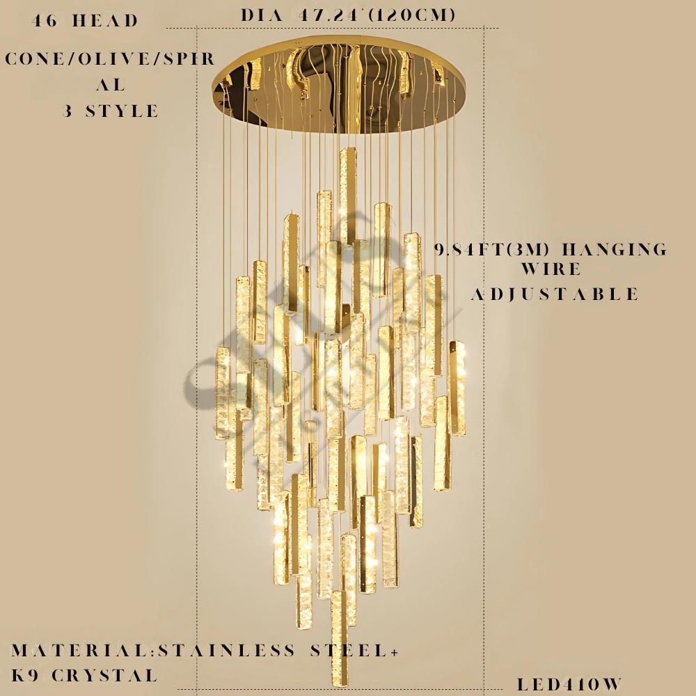 Aten Crystal Staircase Chandelier  Seus Lighting