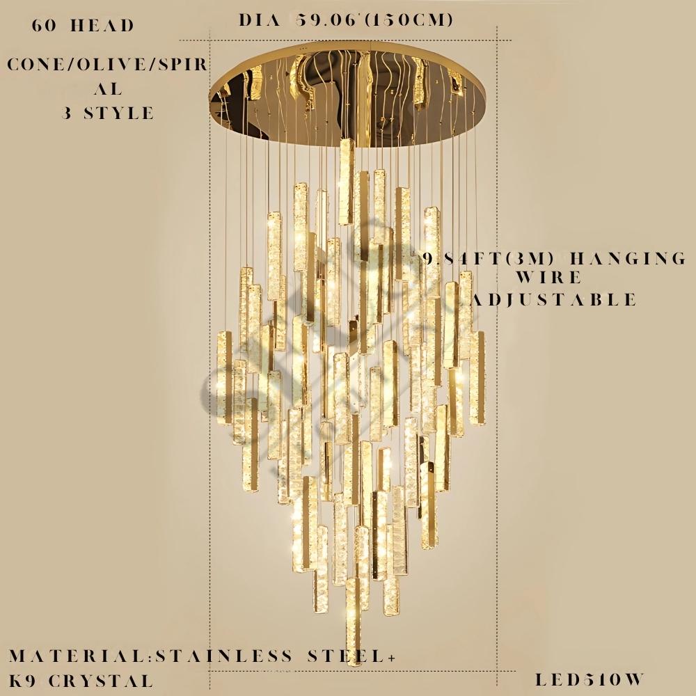 Aten Crystal Staircase Chandelier  Seus Lighting