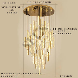 Aten Crystal Staircase Chandelier  Seus Lighting