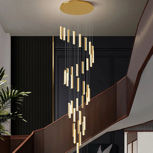 Aten Crystal Staircase Chandelier Spiral-60-Remote-Dimmable Seus Lighting