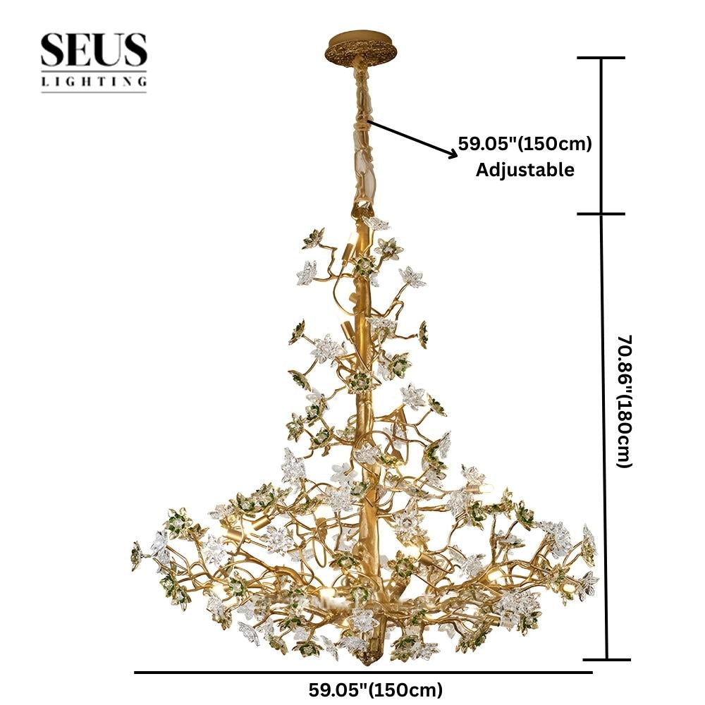 Auric Antique Vintage Brass Crystal Chandelier  Seus Lighting