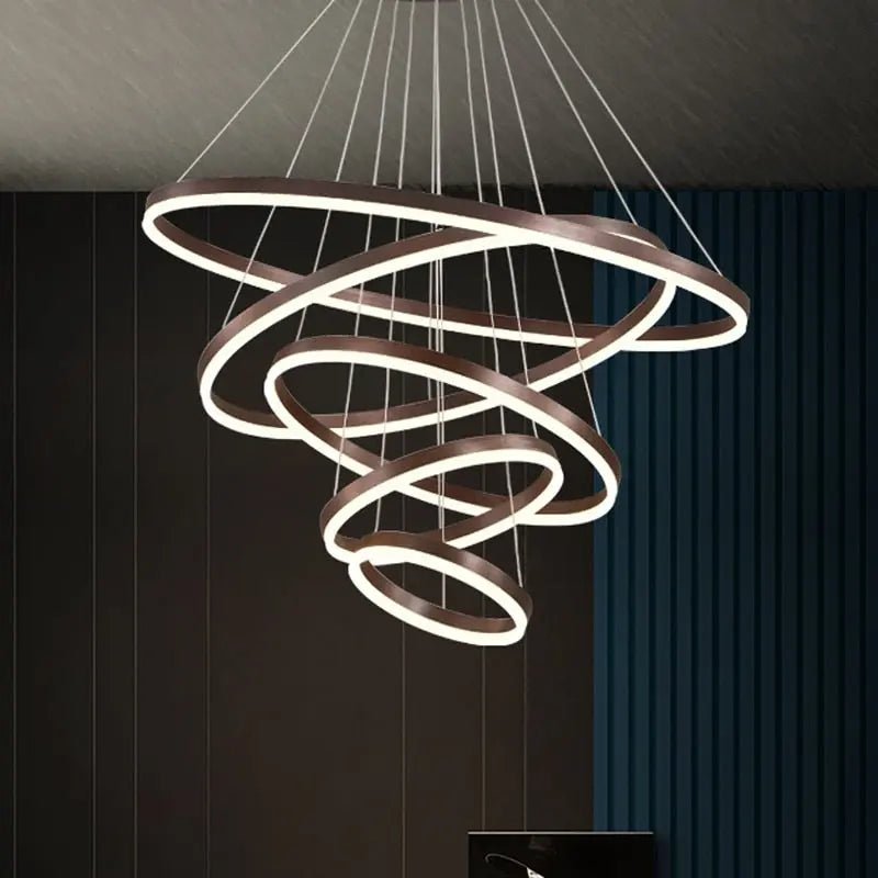 Modern Ring Chandeliers in Golden
